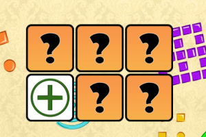 6つのオレンジ色の四角に黒いクエスチョンマークが描かれたアイコンと、緑色のプラスマークが付いた白い四角のアイコン。