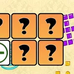 6つのオレンジ色の四角に黒いクエスチョンマークが描かれたアイコンと、緑色のプラスマークが付いた白い四角のアイコン。