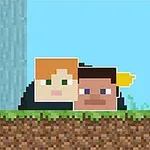 ピクセルアートのキャラクターが芝生の地面の上に並んでいる。