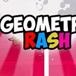 赤と白の背景に「GEOMETRY RASH」というカラフルなテキストが配置されています。