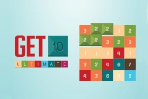 カラフルな数字ブロックが並んだパズルボードと「GET 10 ULTIMATE」のロゴ。