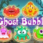 カラフルでかわいいモンスターたちが並ぶ森を背景にしたイラスト。
