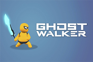 青い背景に光る剣を持った黄色いキャラクターと「GHOST WALKER」という文字があります。