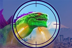 巨大な緑色のドラゴンが都市の風景に現れ、クロスヘアの中でロケットが飛んでいる。