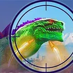 巨大な緑色のドラゴンが都市の風景に現れ、クロスヘアの中でロケットが飛んでいる。