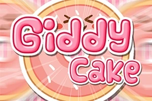 ピンク色の円形ケーキのイラストに「Giddy Cake」と書かれた明るいロゴ。
