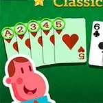 緑の背景に、ハートのカードとクラブとスペードのカード、そして笑顔のキャラクターが2人描かれているイラスト。