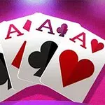 4枚のエースカードがピンク色の背景に並んでいます。