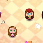 明るい背景に、カラフルな服を着た目の大きなキャラクターが4人配置されているイラスト。