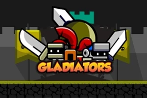 城壁を背景に剣や兜が描かれた「GLADIATORS」のロゴ。