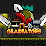 城壁を背景に剣や兜が描かれた「GLADIATORS」のロゴ。