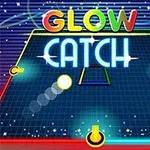 ネオンの色合いで「GLOW CATCH」と書かれた文字と、グリッド状の背景に星が散りばめられた明るいデジタル風なデザイン。