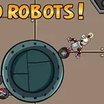 2体のロボットが歯車の上に立っているコマ風のイラスト。