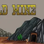 鉱山の入口がある岩山と「GOLD MINE」という文字。