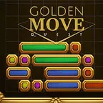 金色の装飾が施された枠内に、赤、青、緑の長方形のバーと「GOLDEN MOVE QUEST」という文字が表示されている。