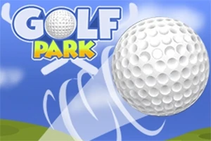 ゴルフボールが空中を飛んでいるイラストで、上部にカラフルな文字で「GOLF PARK」と書かれています。