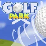 ゴルフボールが空中を飛んでいるイラストで、上部にカラフルな文字で「GOLF PARK」と書かれています。