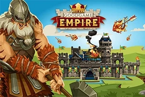 戦士が巨大なハンマーを持って城の前に立つ場面。