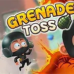 黒いヘルメットを被ったキャラクターが手榴弾を持ち、背景では爆発が起きている。