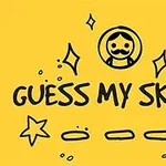 黄色の背景にひげを付けた丸い顔のアイコンと「GUESS MY SKETCH」という文字が描かれている。