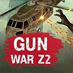 ヘリコプターに向かって手を伸ばすゾンビと、「GUN WAR Z2」のタイトル。