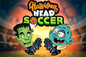 ハロウィン風のキャラクターである二人のモンスターがサッカースタジアムを背景に笑顔でいるイラスト。