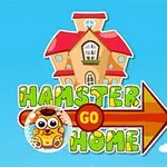 赤い屋根の家と「HAMSTER GO HOME」という文字が書かれた矢印、ハムスターのイラストが描かれている青空の背景。