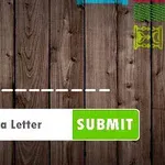木目の背景に横線と「Enter a Letter」と書かれた入力フィールドおよび「SUBMIT」ボタンがある。