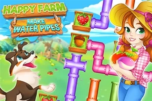 若い女性が野菜を抱えており、背景には犬と果物の入ったパイプがある。