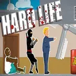 忍者とスーツ姿の男性が、障害物がある通りを歩いているイラスト。