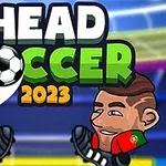 2人のキャラクターがサッカーボールでヘディングをしているイラストで、背景にスタジアムが描かれている。