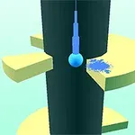 青いボールが縦に立った黒い円柱を下る様子。