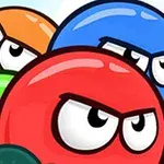 色とりどりの怒った表情をした丸いキャラクターたち。