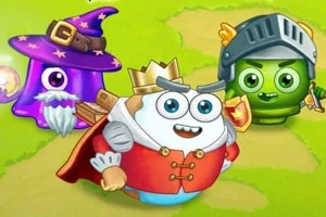 カラフルな帽子や鎧を身に着けた、王様や魔法使い、騎士の衣装を着たキャラクターたちが並んでいる。