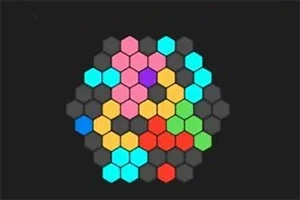 カラフルな六角形がパズルのように配置された画像。
