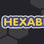 黒い背景に黄色で「HEXABLE」と書かれた文字と六角形の模様。