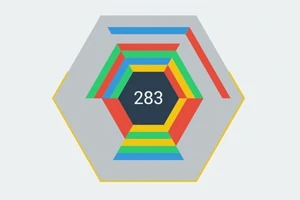 六角形の中央に「283」と表示されたカラフルな幾何学模様。