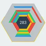 六角形の中央に「283」と表示されたカラフルな幾何学模様。