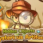 探検家のキャラクターが虫眼鏡を持ち、背景にオブジェクトやタイトルのテキストが描かれているイラスト。