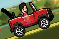 赤いジープを操作するレースオンラインゲームのHill Climbing