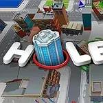 都市の道路上に3Dテキスト「HOLE