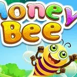 カラフルなタイトル「Honey Bee」と楽しそうに飛ぶミツバチのイラスト。