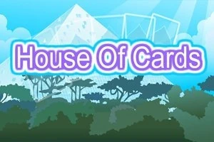 青空の下に緑の木々と「House Of Cards」と書かれたテキストが配置されたイラスト。