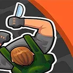上から見た人物がナイフを持っているイラスト。