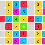 カラフルな数字の入った正方形が並んだグリッド。