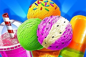 カラフルなアイスクリームとスムージーが並んでいる鮮やかな画像。