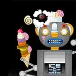 ロボットがアイスクリームを両手に持っているイラスト。
