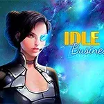 青い宇宙背景にサイバー風の女性キャラクターが描かれています。