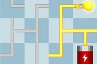 電球からバッテリーまで道をつなげて電球を点灯