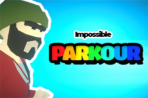 青い背景に、緑の帽子をかぶったキャラクターと「Impossible Parkour」のカラフルな文字。